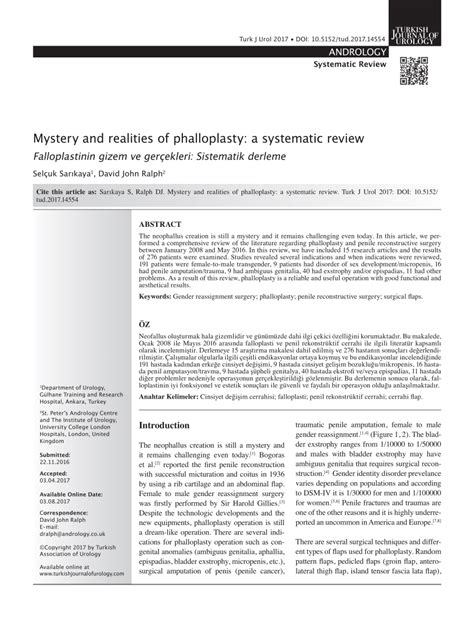 Mystery and realities of phalloplasty: a systematic review .
